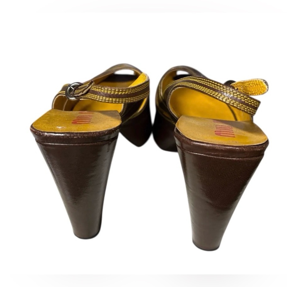 đź‘ Miu Miu Vintage Italian Leather Platform Heels | Brown | EU 38 / US 7.5 - Picture 6 of 7
